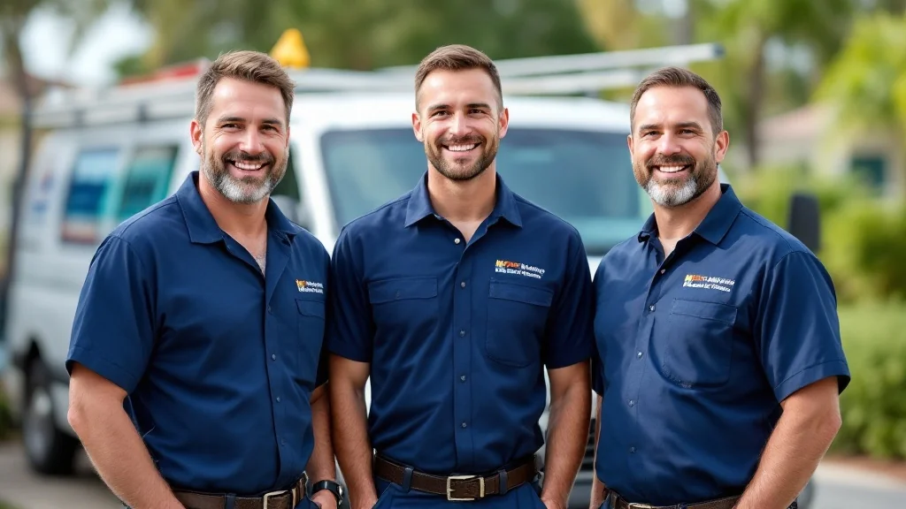 The Florida Restoration Pros crew in front of service vehicles