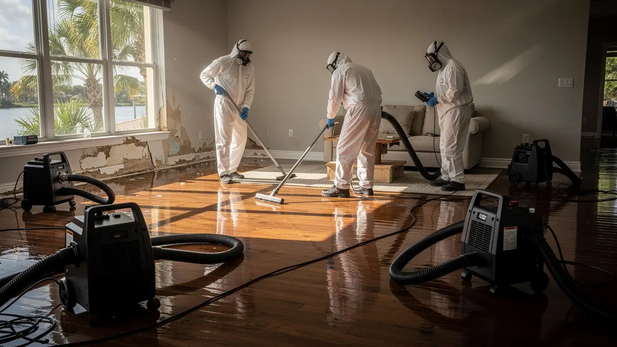 Water damage restoration crew working in Bonita Springs Florida home