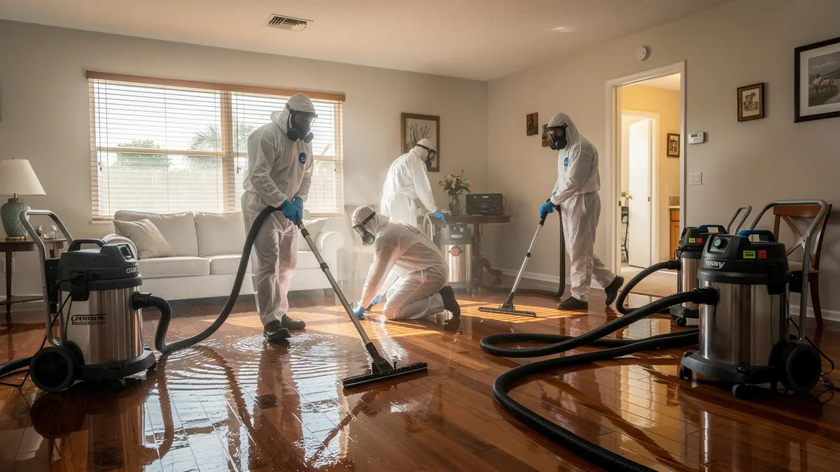 Water damage restoration crew working in Boynton Beach Florida home