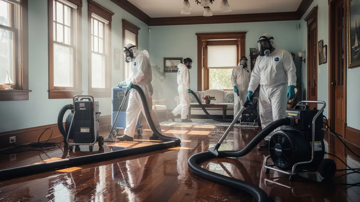 Water damage restoration crew working in Bradenton Florida home