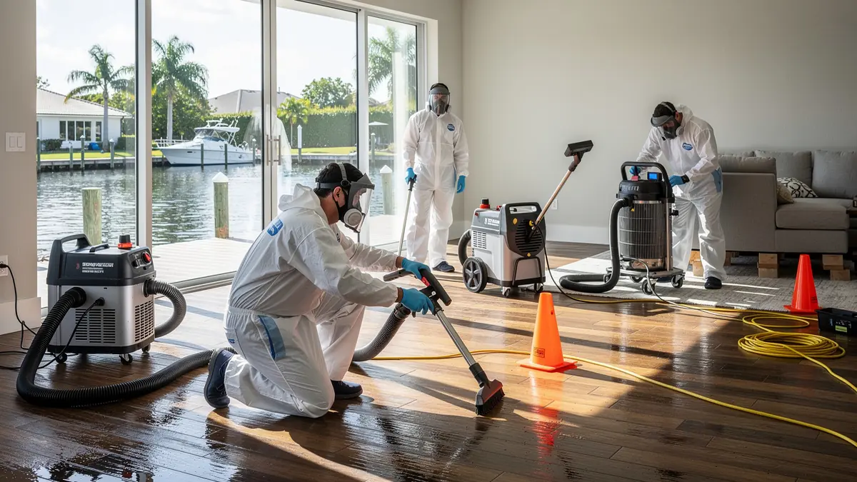 Water damage restoration crew working in Cape Coral Florida home