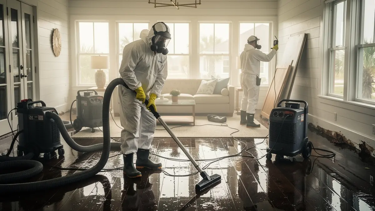 Water damage restoration crew working in Clearwater Florida home
