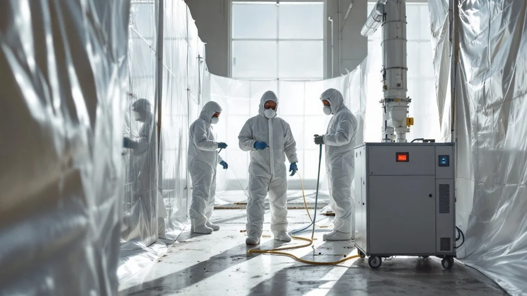 Commercial mold remediation team in protective suits in Florida building