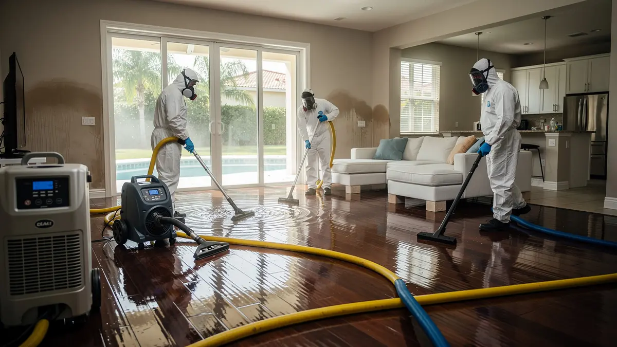 Water damage restoration crew working in Coral Springs Florida home