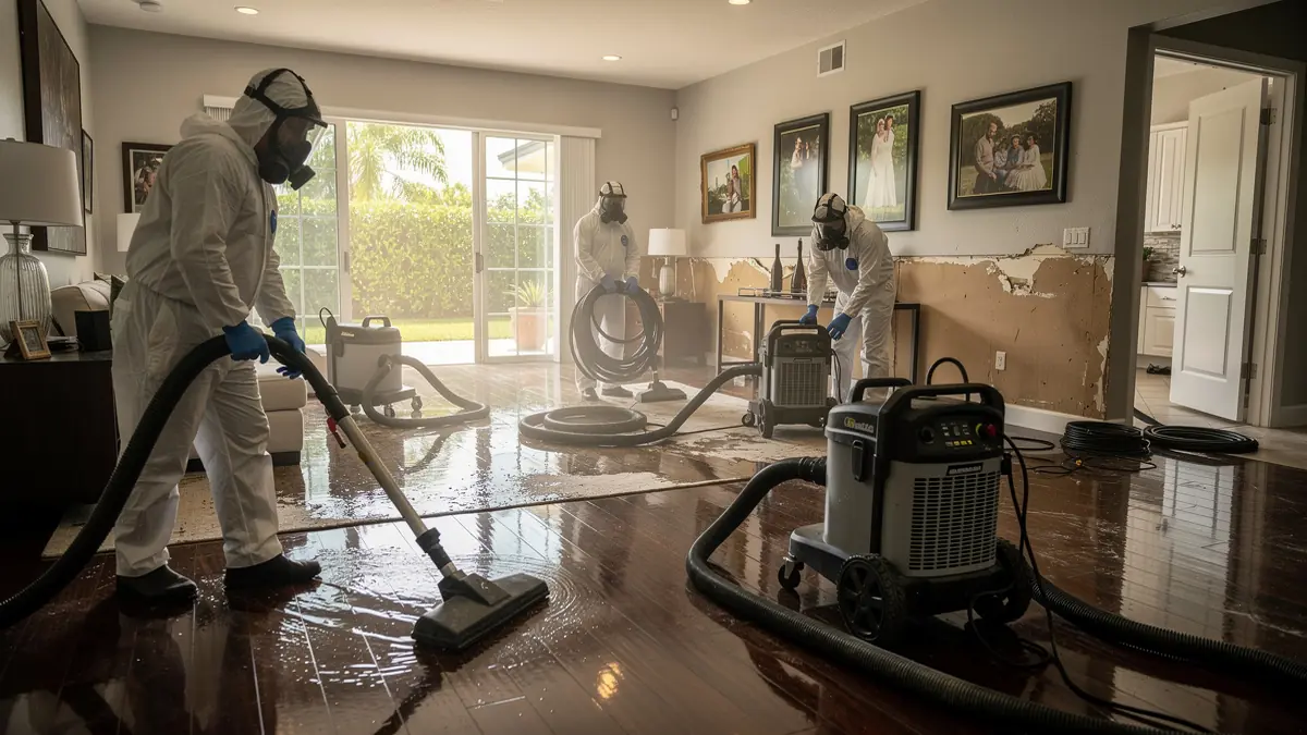 Water damage restoration crew working in Cutler Bay Florida home