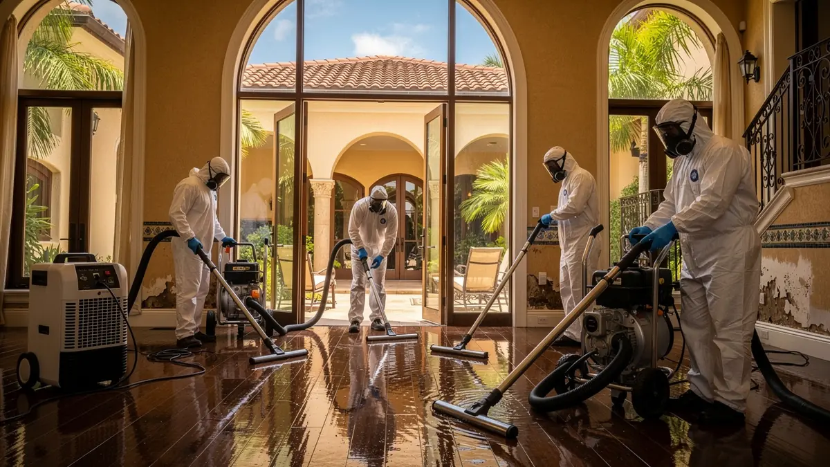 Water damage restoration crew working in Delray Beach Florida home
