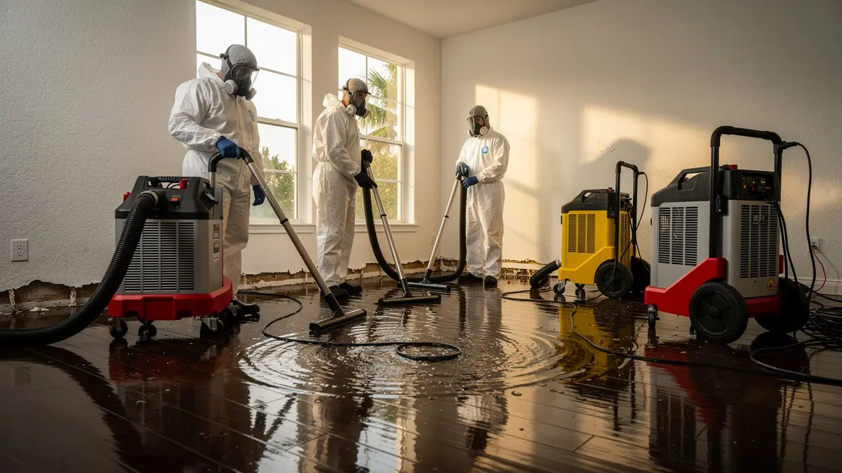 Water damage restoration crew working in Deltona Florida home