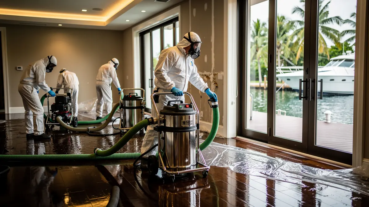Water damage restoration crew working in Fort Lauderdale Florida home