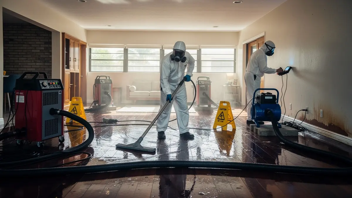 Water damage restoration crew working in Hialeah Florida home