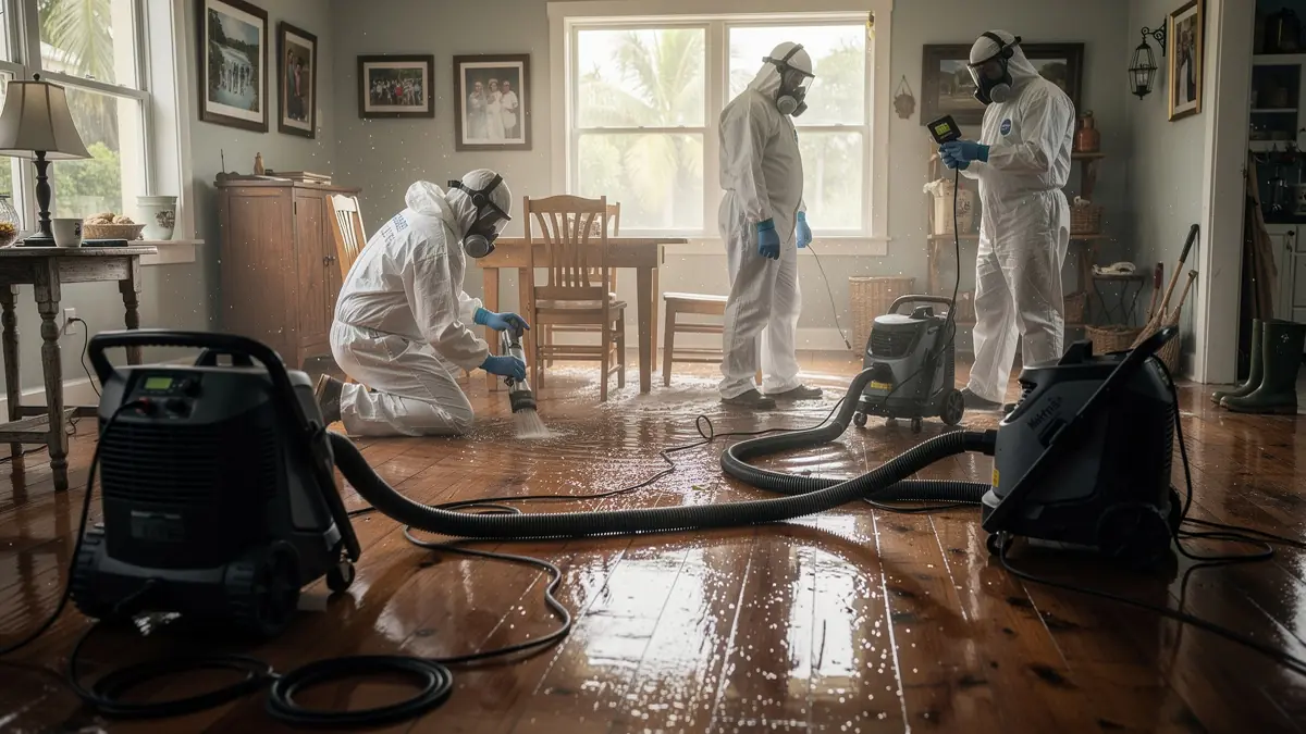 Water damage restoration crew working in Homestead Florida home