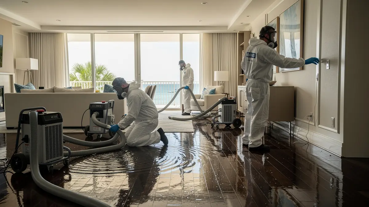 Water damage restoration crew working in Jupiter Florida home