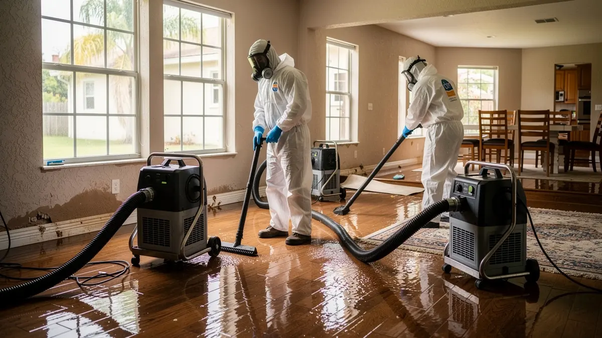 Water damage restoration crew working in Kissimmee Florida home