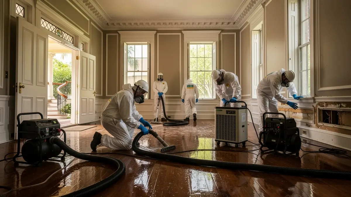 Water damage restoration crew working in Lakeland Florida home