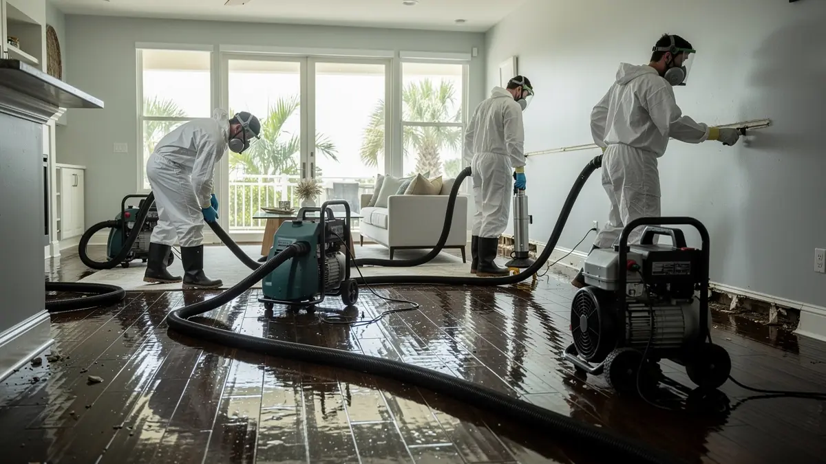 Water damage restoration crew working in Melbourne Florida home