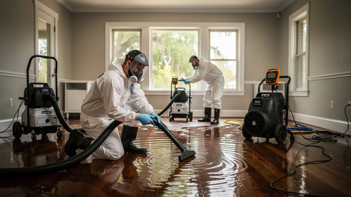 Water damage restoration crew working in Orlando Florida home