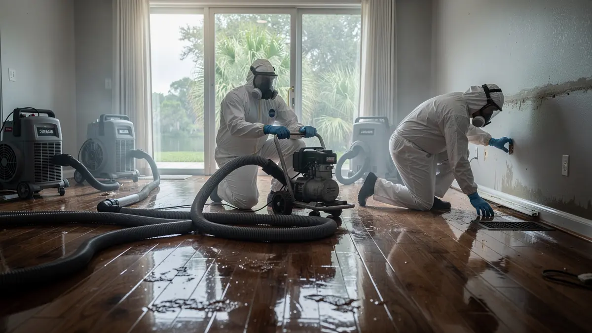 Water damage restoration crew working in Ormond Beach Florida home