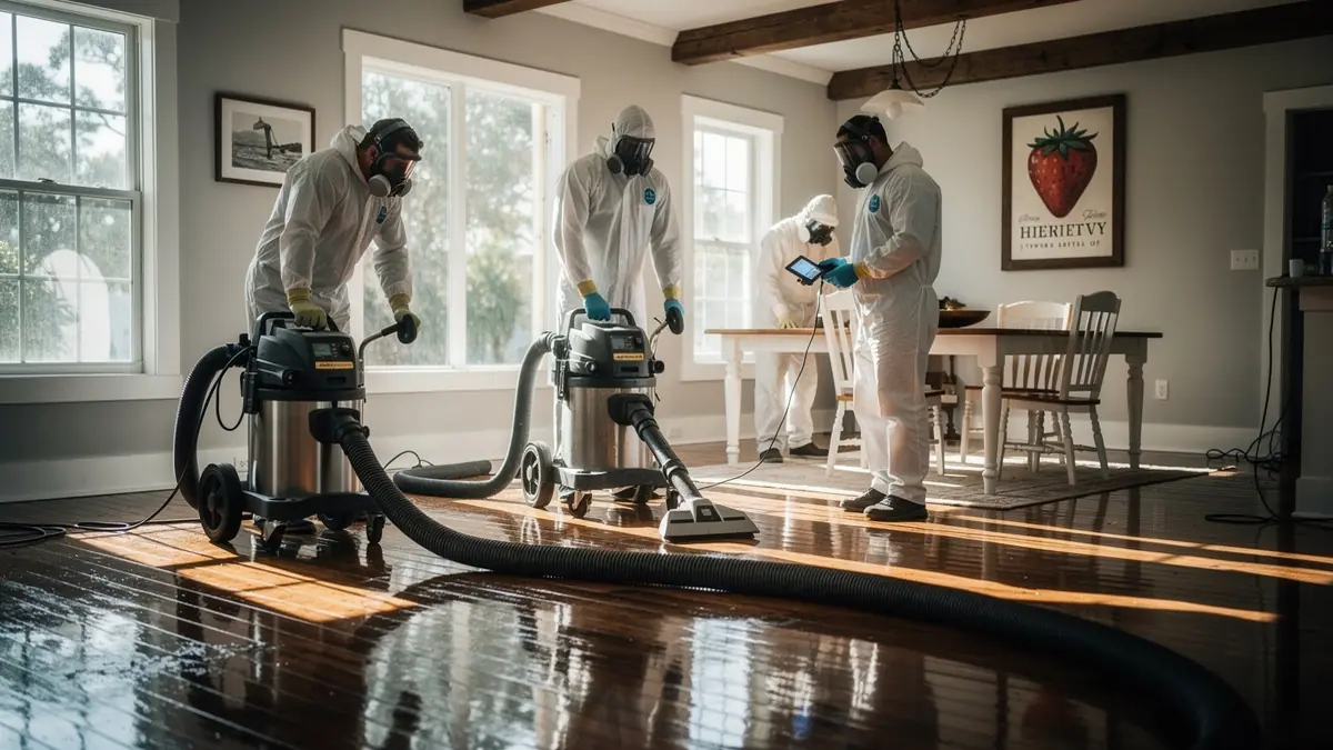 Water damage restoration crew working in Plant City Florida home