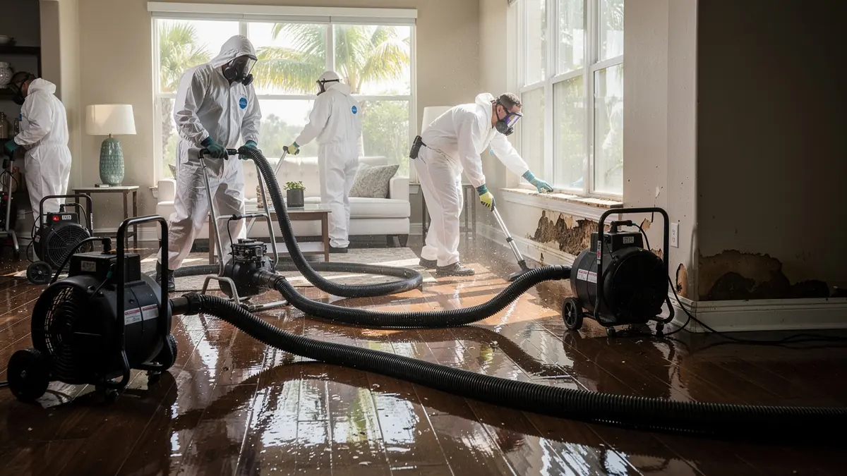 Water damage restoration crew working in Port St. Lucie Florida home