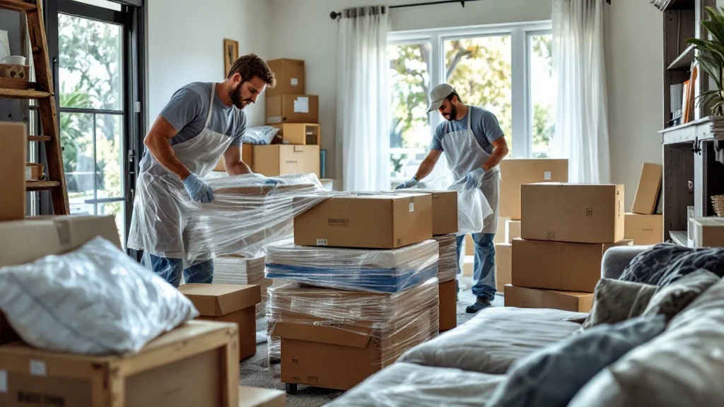 Contents restoration crew packing belongings from water-damaged Florida home