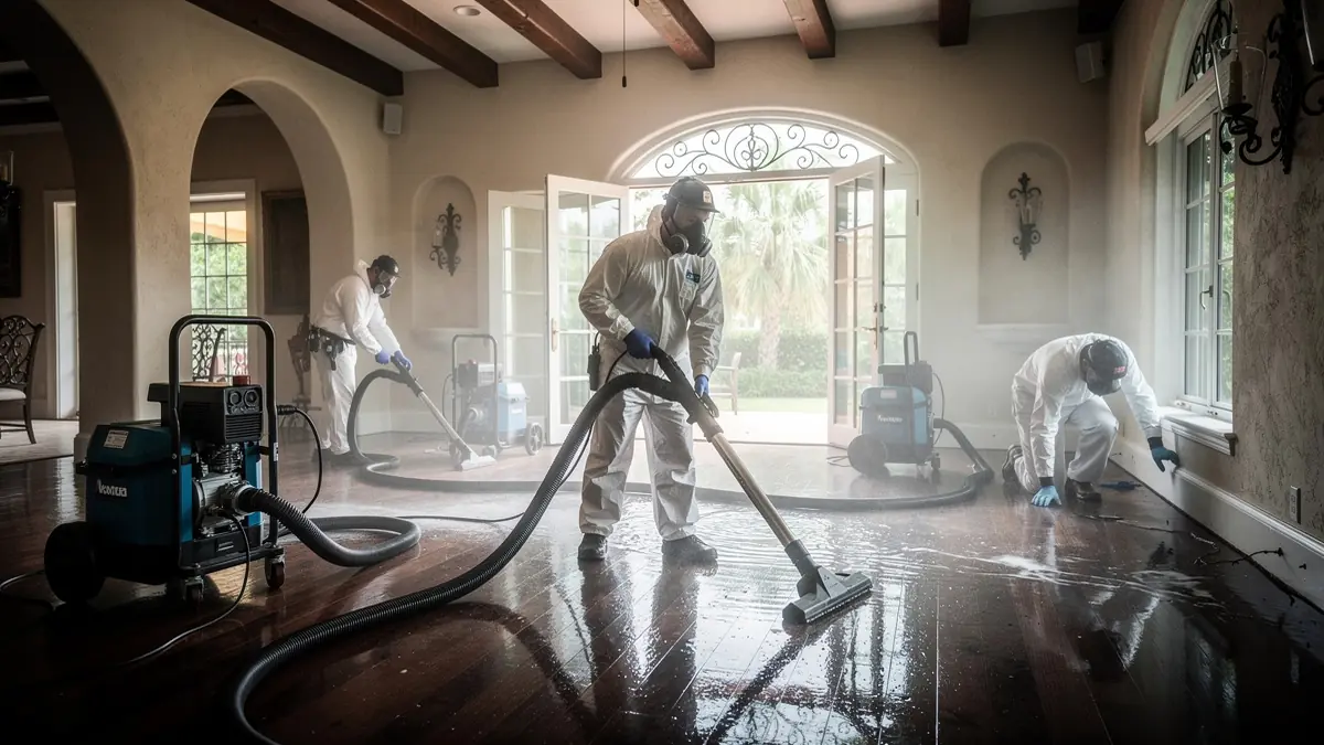Water damage restoration crew working in Sarasota Florida home