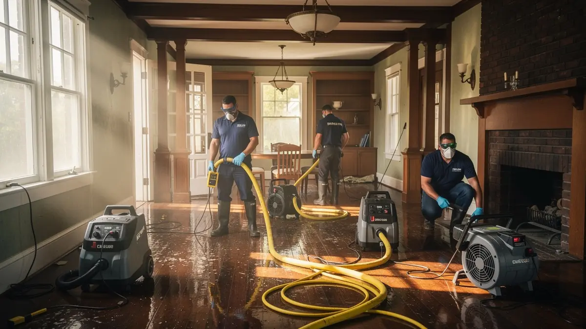 Water damage restoration crew working in St. Petersburg Florida home