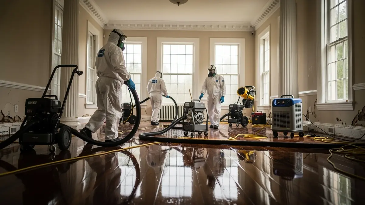 Water damage restoration crew working in Tallahassee Florida home
