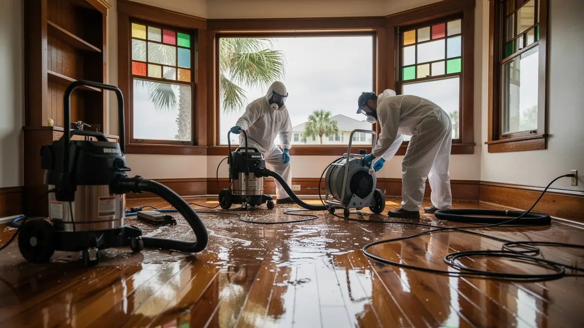 Water damage restoration crew working in Tampa Florida home