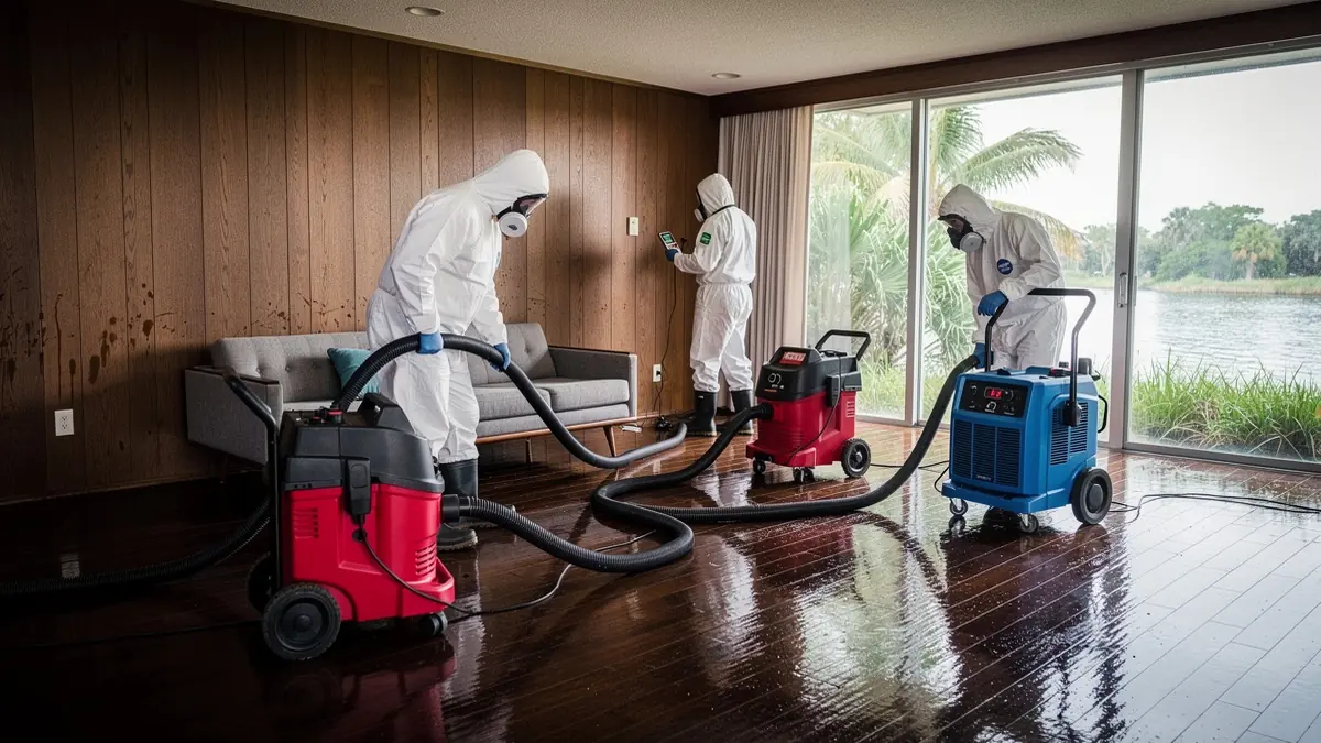 Water damage restoration crew working in Titusville Florida home