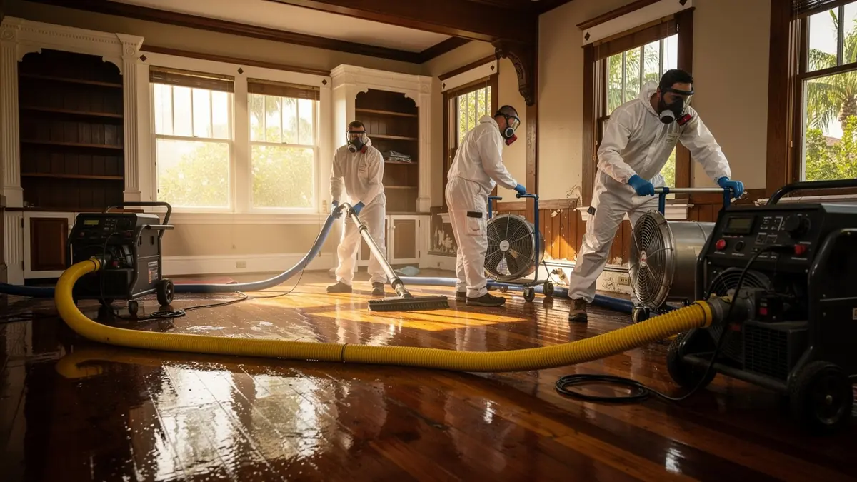 Water damage restoration crew working in Winter Garden Florida home